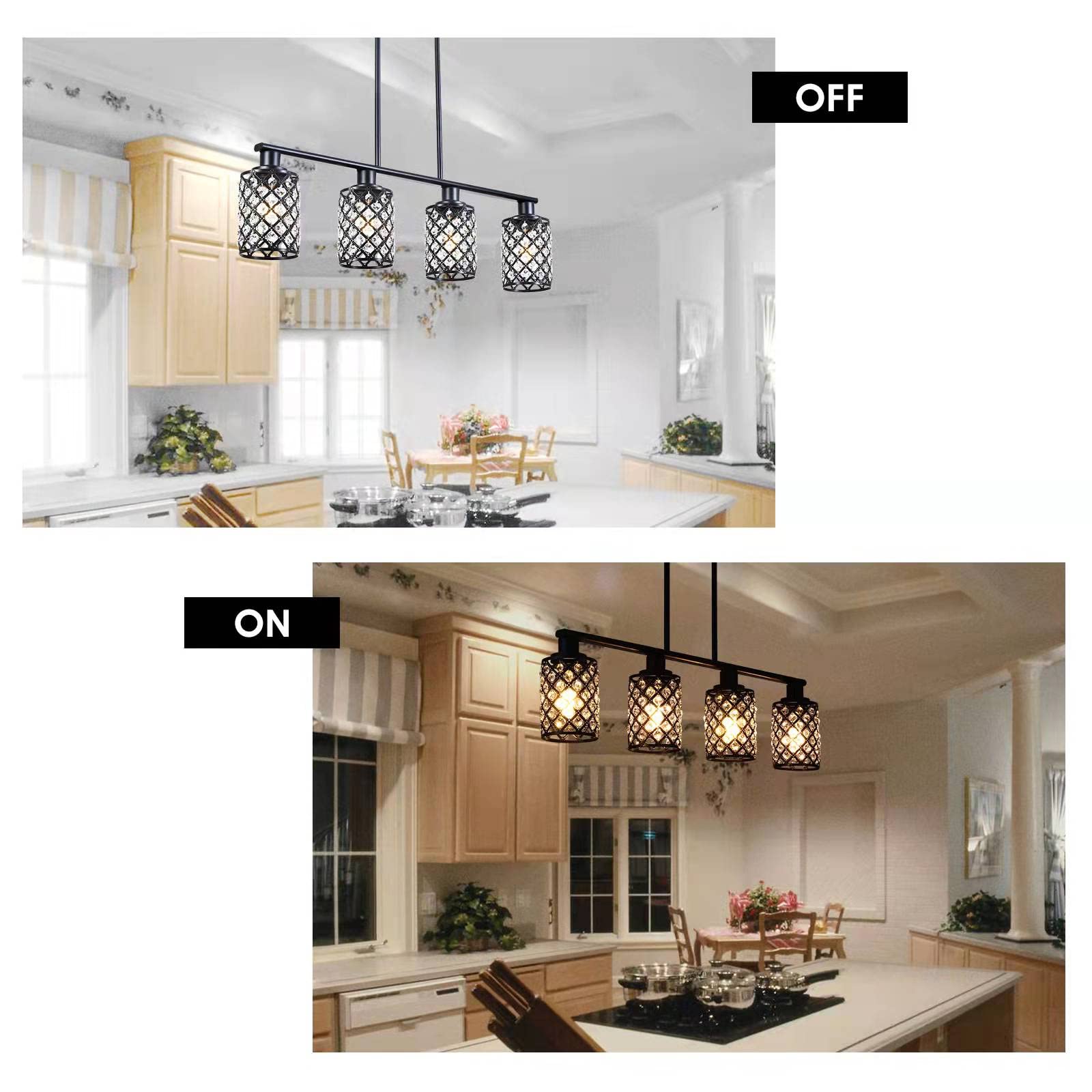 KPIOK Dining Room Light Fixture Over Table,4-Light Island